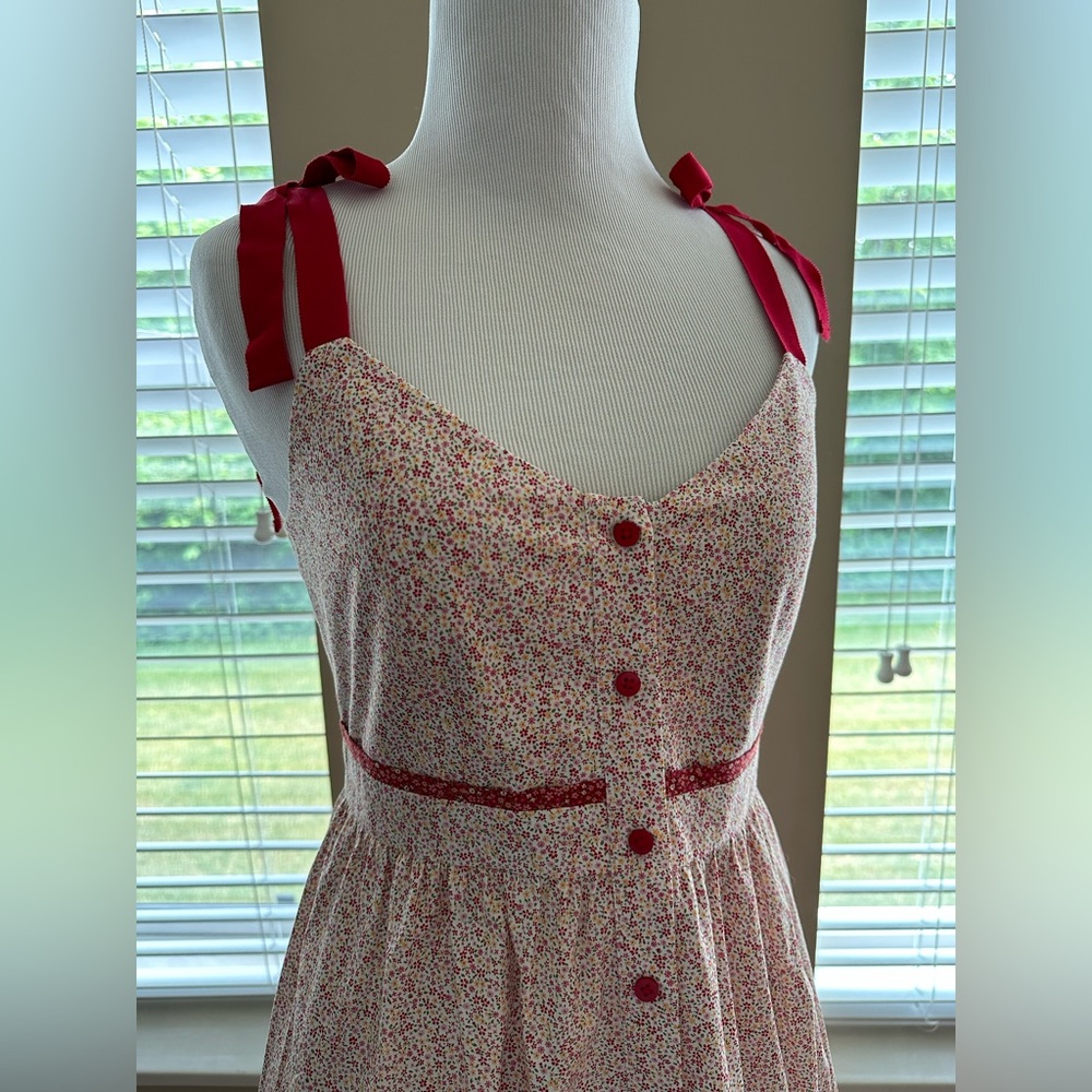 NWT La Ligne Kate dress in Red floral print 100% cotton size XS